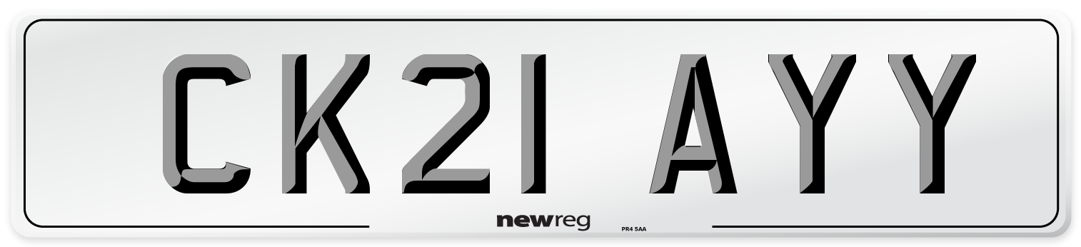 CK21 AYY Number Plate from New Reg